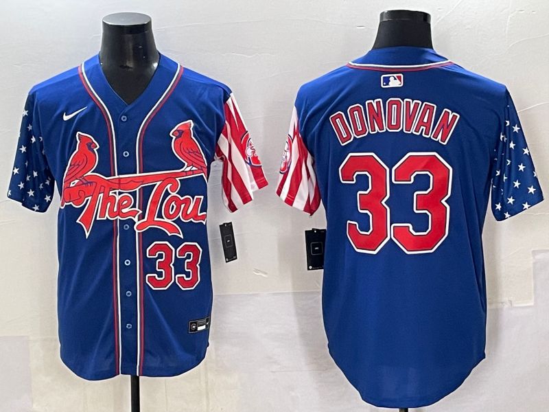 Men 2025 St.Louis Cardinals #33 Donovan Blue a generation of national flags Joint Name Nike MLB Jersey style 5